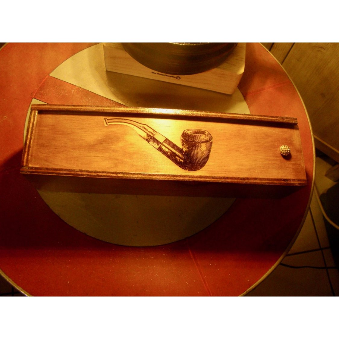 Vintage pipe box med pipa