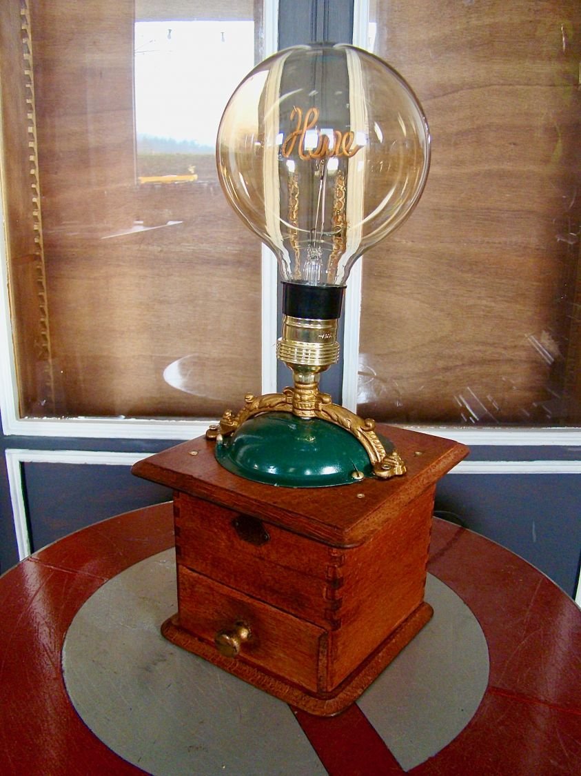 Gamla kaffekvarnslampa EDISON