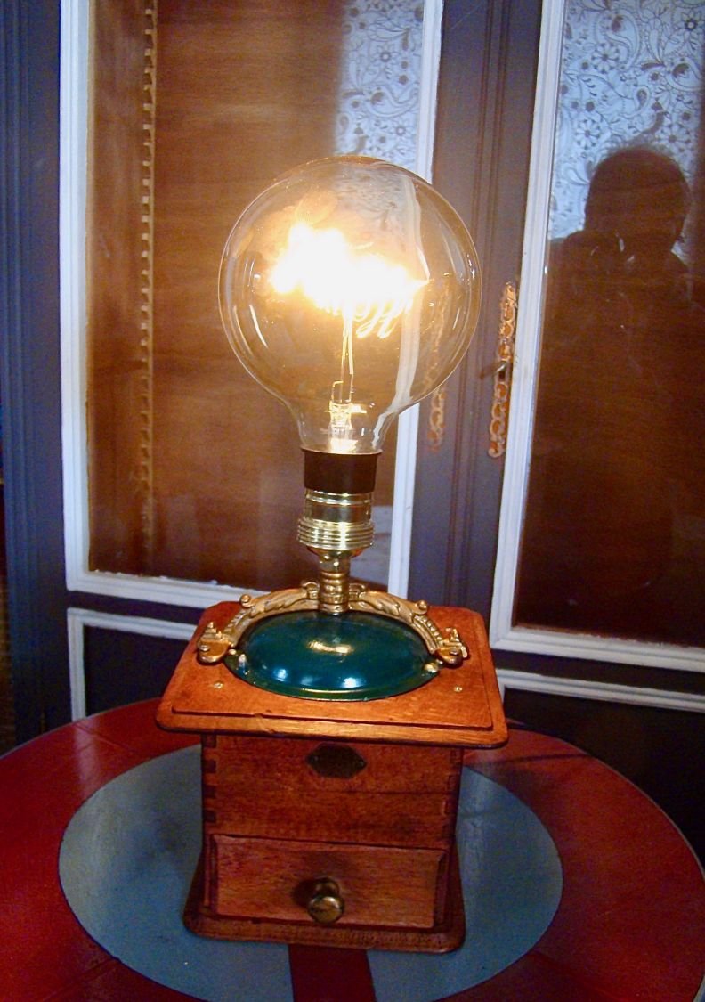 Gamla kaffekvarnslampa EDISON