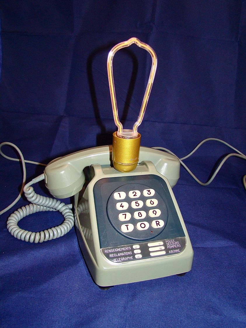 80' stil blå neon telefonlampa 