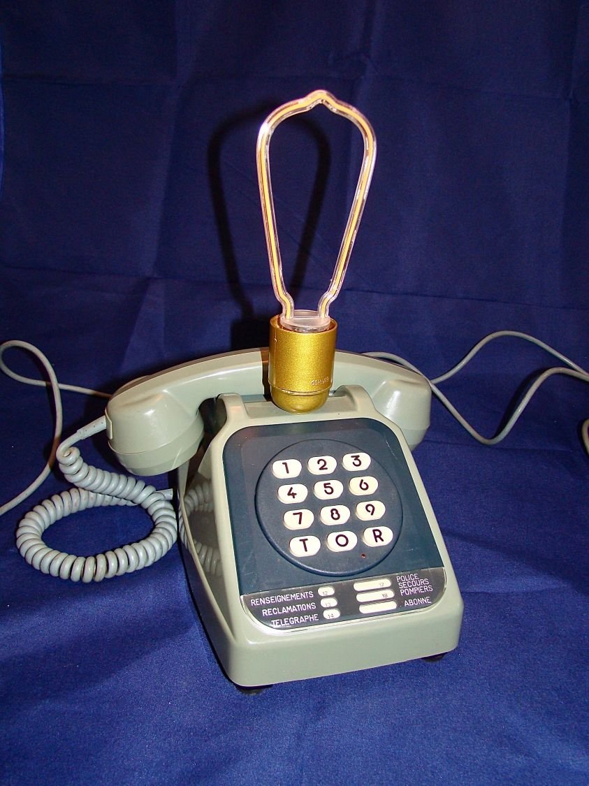 80' stil blå neon telefonlampa 