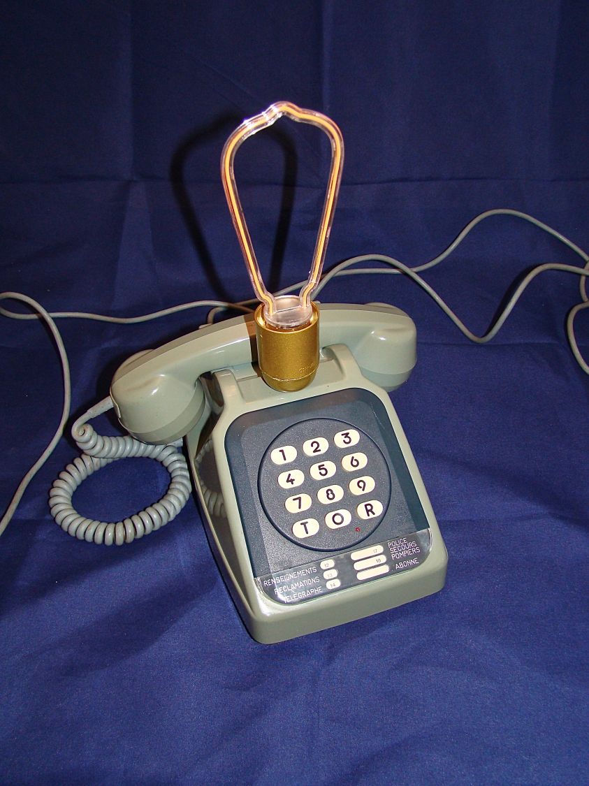 80' stil blå neon telefonlampa 