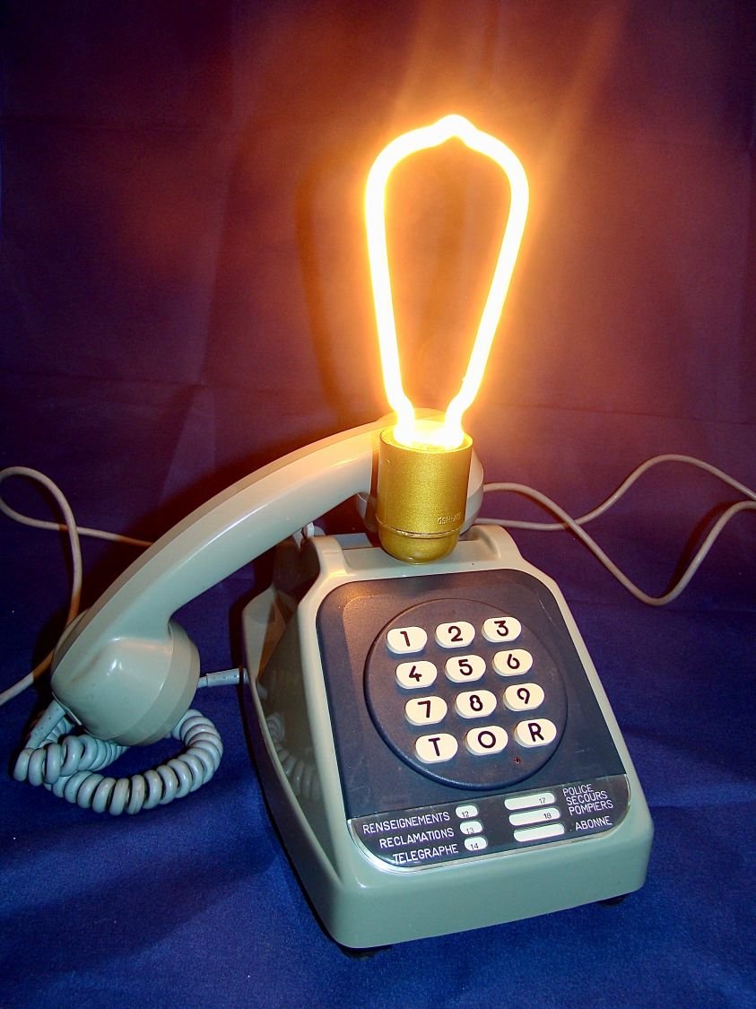 80' stil blå neon telefonlampa 