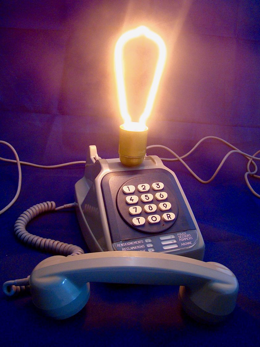 80' stil blå neon telefonlampa 