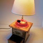 Antik kaffekvarn lampa röd 