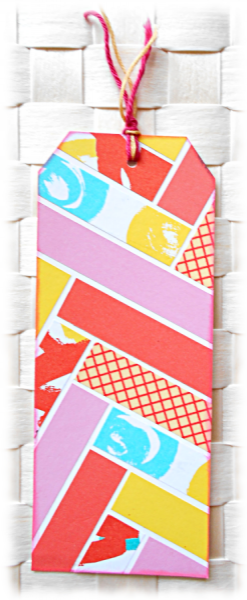 Fan de litt&eacute;rature, rep&eacute;rez votre page gr&acirc;ce &agrave; cet onglet ou marque-pages, en r&eacute;cup de carton et tons de rose orange vert flashy