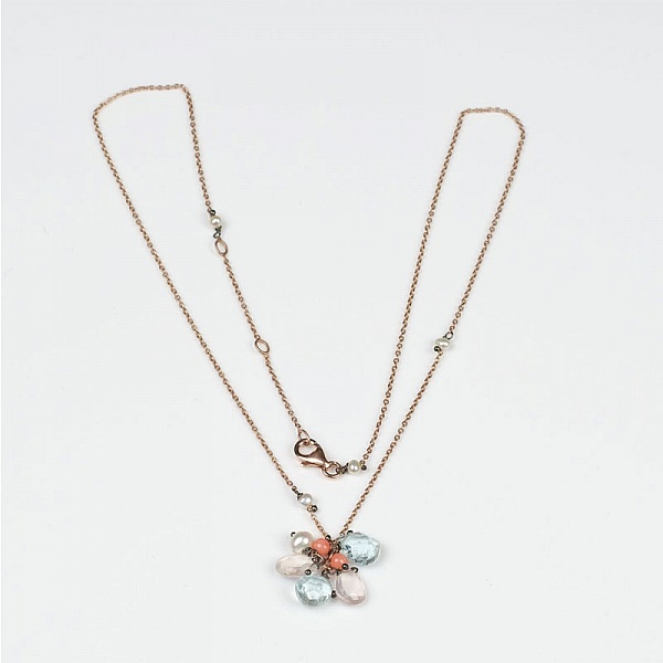 Collier Création Trésor n°4 avec pierres fines et perles.