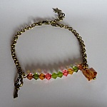 Armband brons kedja Amber och Olivine