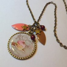 Cabochon hängande halsband med gourmetmuffin och paljetter