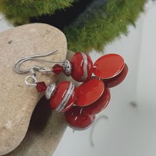 röda örhängen med silvertråd designer örhängen för genomborrade öron