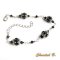 armband kristall swarovski glaspärlor svart glänsande och silver vävda