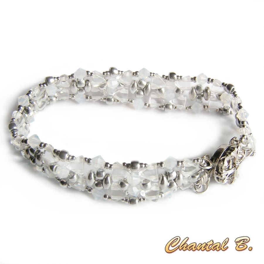 Swarovski-kristall och silverbröllopsarmband för bröllop