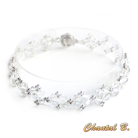 swarovski romantiska armband swarovski vävda pärlor kristall och silver