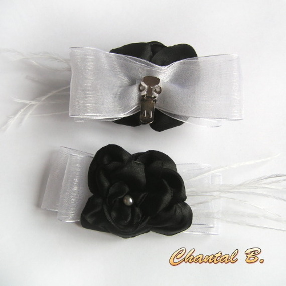 klipp bröllopsskor svart satin organza vit shabby chic