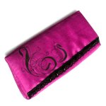 fuchsia koppling väska baguette vild silke målade bröllop