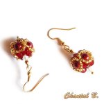 Örhängen swarovski bollform burgundy opal och guld