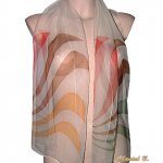 halsduk siden chiffon mandel grön korall brun