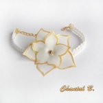 Anpassningsbart armband i spets guipure hårband och dess vita sidenblomma målad