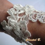 Elfenbensspets och rhinestone bröllop manschett armband