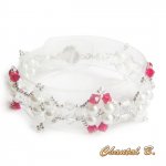 armband röd swarovski kristall pärlor och silver vävda