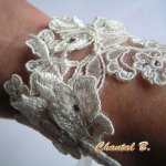Elfenbensspets och rhinestone bröllop manschett armband