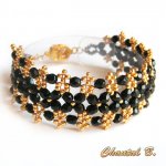 armband manschett vävda pärlor bohemiska svart och guld bröllop kväll