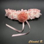 bröllop strumpeband romantisk underkläder designer satin rosa pulver spets elfenben Rachel elfenben blomma chiffon