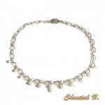 halsband vävda pärla pärlor pärlor vit swarovski kristall och silver bröllop kväll