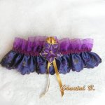 Lila siden satin och organza strumpeband