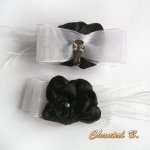 klipp bröllopsskor svart satin organza vit shabby chic