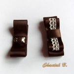 klipp bröllopsskor vintage spets elfenben satin båge choklad