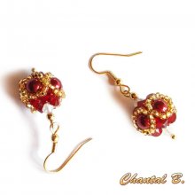 Örhängen swarovski bollform burgundy opal och guld