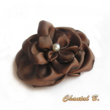 choklad satin blomma och pärla handgjord för bröllopstillbehör