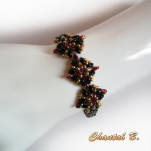 kväll armband glaspärlor svart röd och guld