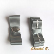bröllopsskor clips tillbehör chic satin båge grå brud och silver