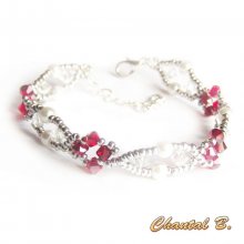 swarovski crystal vävt armband med pärlor och silver 
