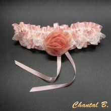 bröllop strumpeband pulver rosa satin romantisk underkläder designer spets elfenben Rachel elfenben blomma chiffon