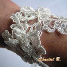 Elfenbensspets och rhinestone bröllop manschett armband