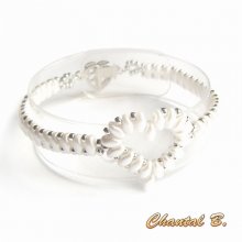 Bröllop pärl armband med vit pärla hjärta och silver kväll