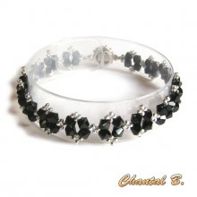 svart swarovski armband barock glans vävda pärlor swarovski kristall svart och silver