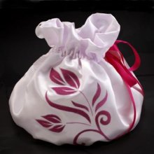 Bröllopsväska Fuchsia blommor Vit satin 