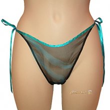 Turkos och svart silkeschiffon string - 10% RABATT PÅ 2 KÖPNINGAR