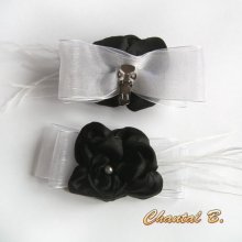 klipp bröllopsskor svart satin organza vit shabby chic