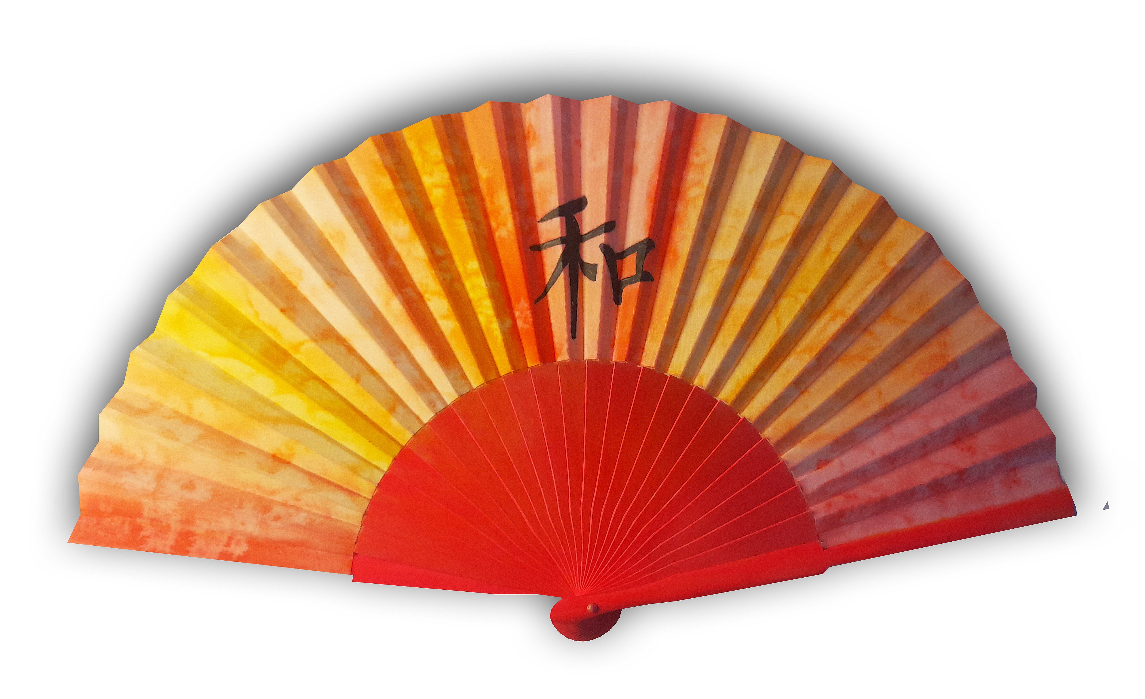 Éventail en satin peint à la main motif Paix.