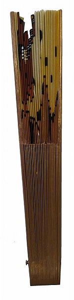 Éventail en soie peint à la main, modèle Violon d'or.