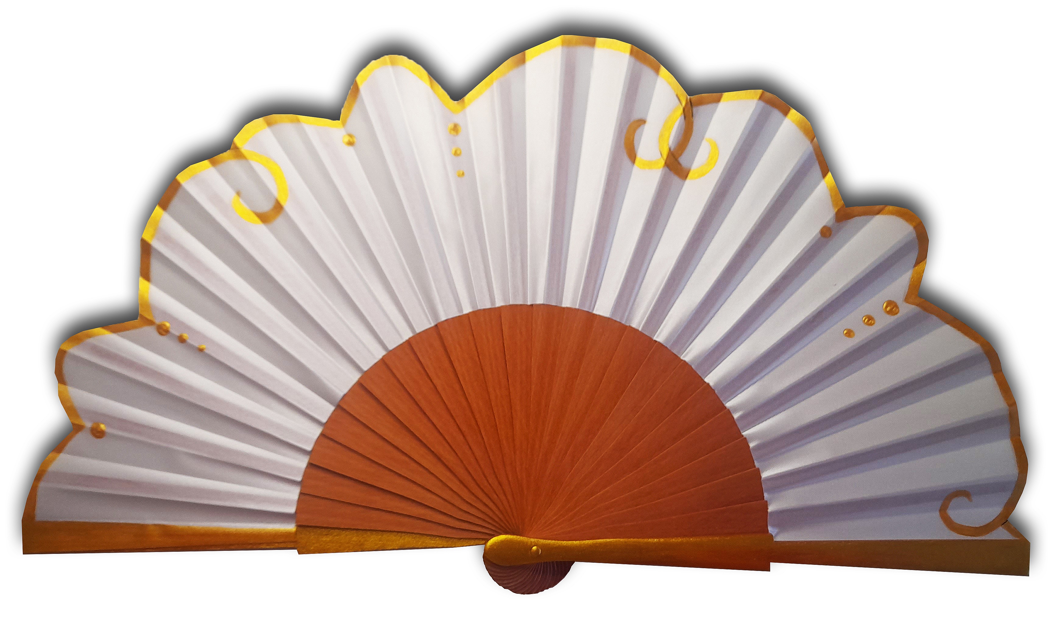 Eventail en satin dessin&eacute; et peint &agrave; la main 