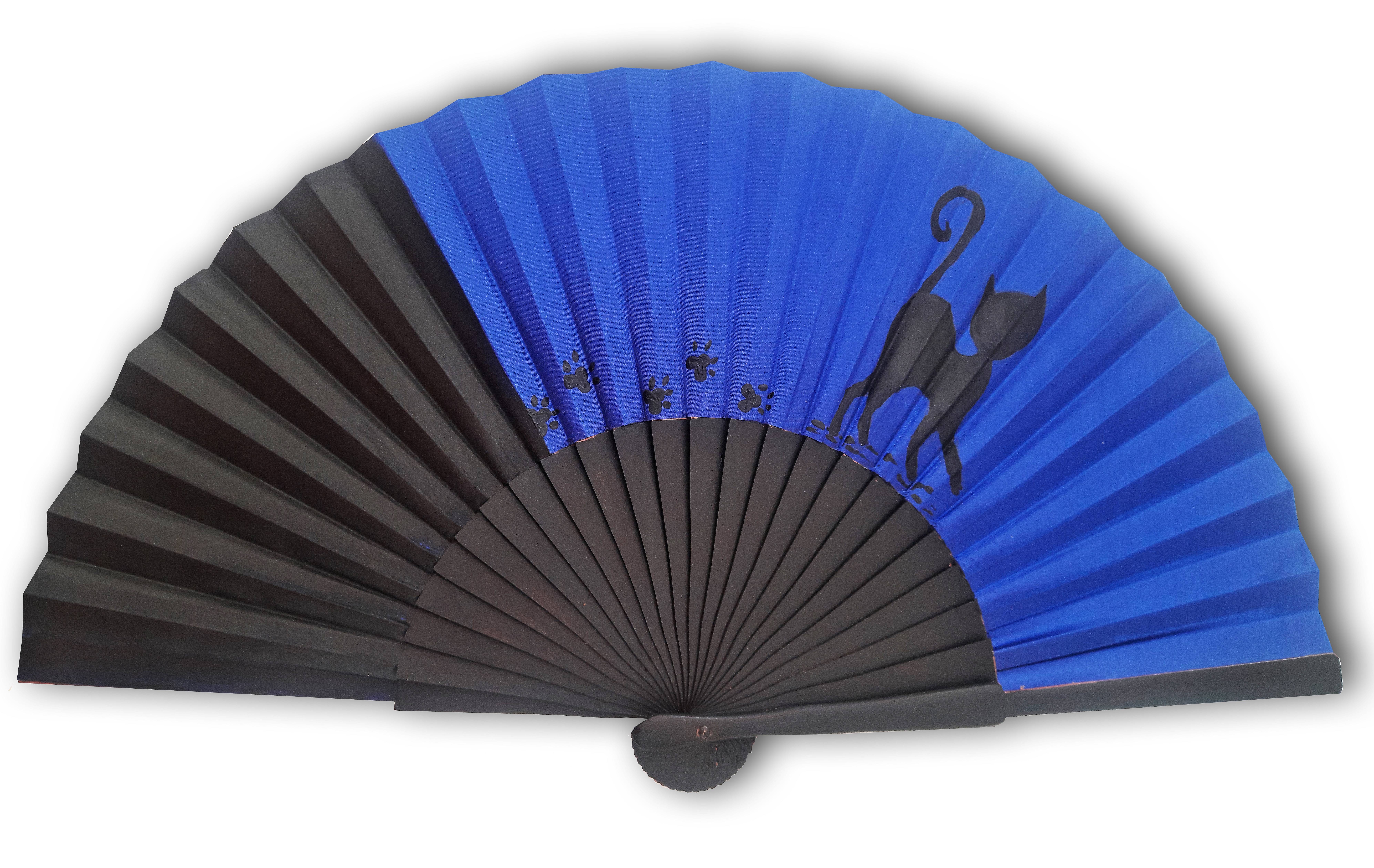 Eventail en soie dessin&eacute; et peint &agrave; la main "Evadea"