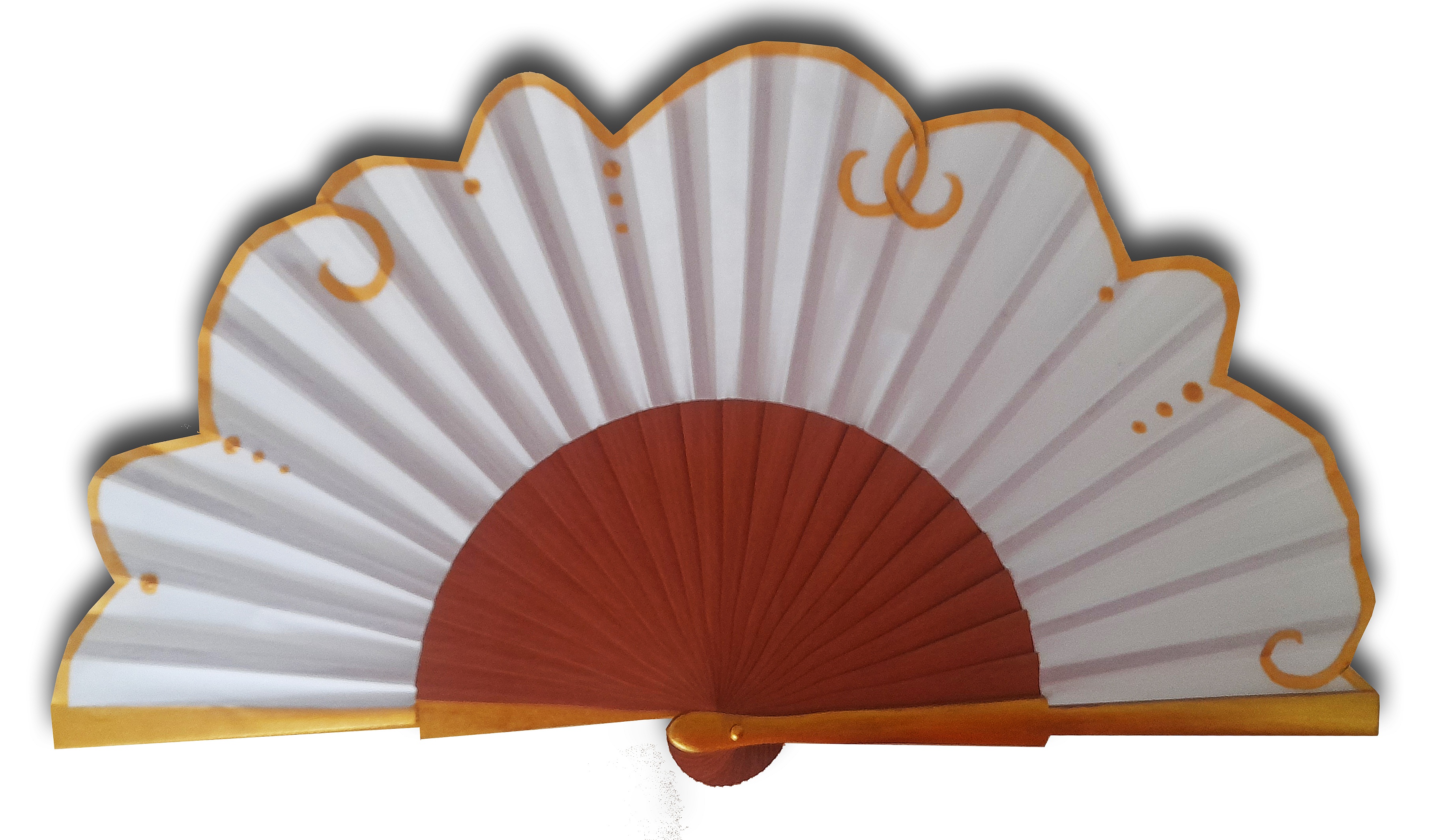 Eventail en satin dessin&eacute; et peint &agrave; la main 