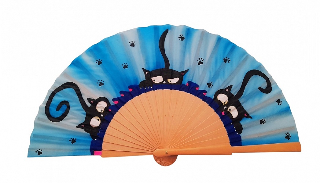 Eventail en soie haut de gamme bois sycomore