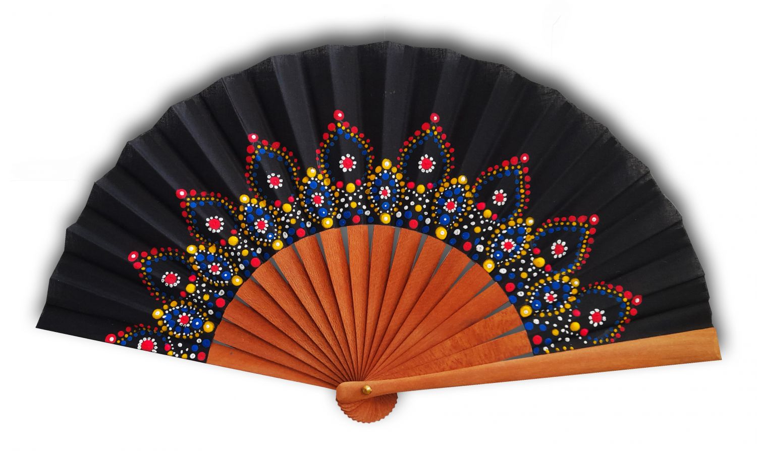 Unisex handmålad bomullsfläkt. "Mandala" 19cm